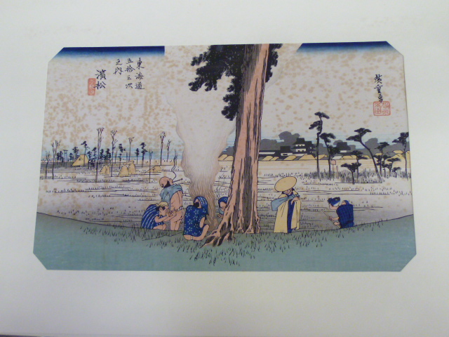 木版画 【東海道五拾三次 　濱松 冬枯ノ図」】買取いたしますの画像